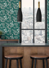 Shelly Green Toucan Toile Wallpaper with Botanical Toile Pattern - ohpopsi WLD53111W