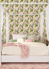 Spirit Light Pink Tropical Foliage Wallpaper with Whimsical Botanical Leaves Pattern - Brewster WLD53121W