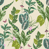 Spirit Green Tropical Foliage Wallpaper with Whimsical Botanical Leaves Pattern - ohpopsi WLD53123W