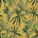 Pebbles Mustard Paradise Wallpaper with Tropical Green Parrot and Palm Motif - ohpopsi WLD53126W