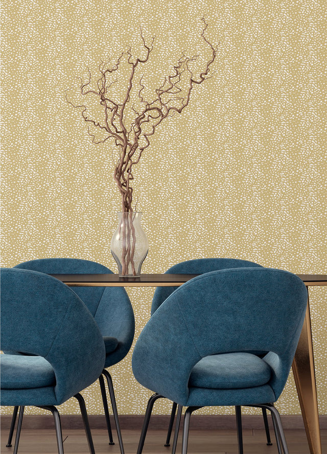 Ula Mustard Cheetah Spot Wallpaper with Modern Faux Effects Animal Print - Brewster WLD53129W