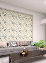 Lana Light Grey Tropica Wallpaper with Watercolor Leaf Motif - ohpopsi WLD53130W
