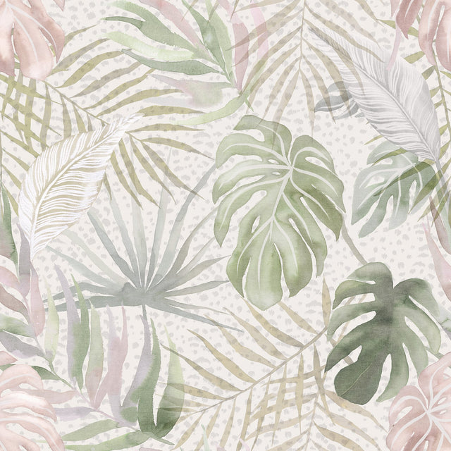 Lana Sage Tropica Wallpaper with Botanical Leaves Watercolor Tropical Style - WLD53131W