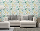Lana Aqua Tropica Wallpaper with Botanical Leaf Pattern - ohpopsi WLD53132W