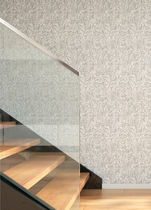 Davy Light Grey Zebra Wallpaper with Modern Animal Print in Non Woven - Brewster WLD53133W