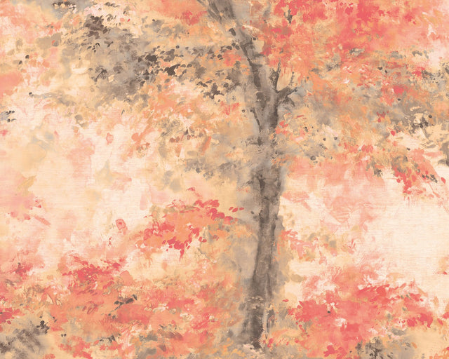 Autumnal Dapple Pink Wall Mural with Impressionist Tree Pattern, Farmhouse Style - WND50105M