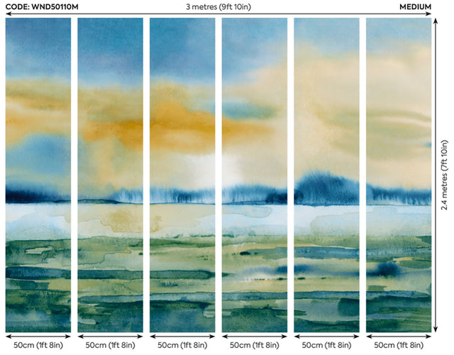 Golden Sunset Blue Scenic Nature Graphics Non Woven Wall Mural - ohpopsi WND50110M