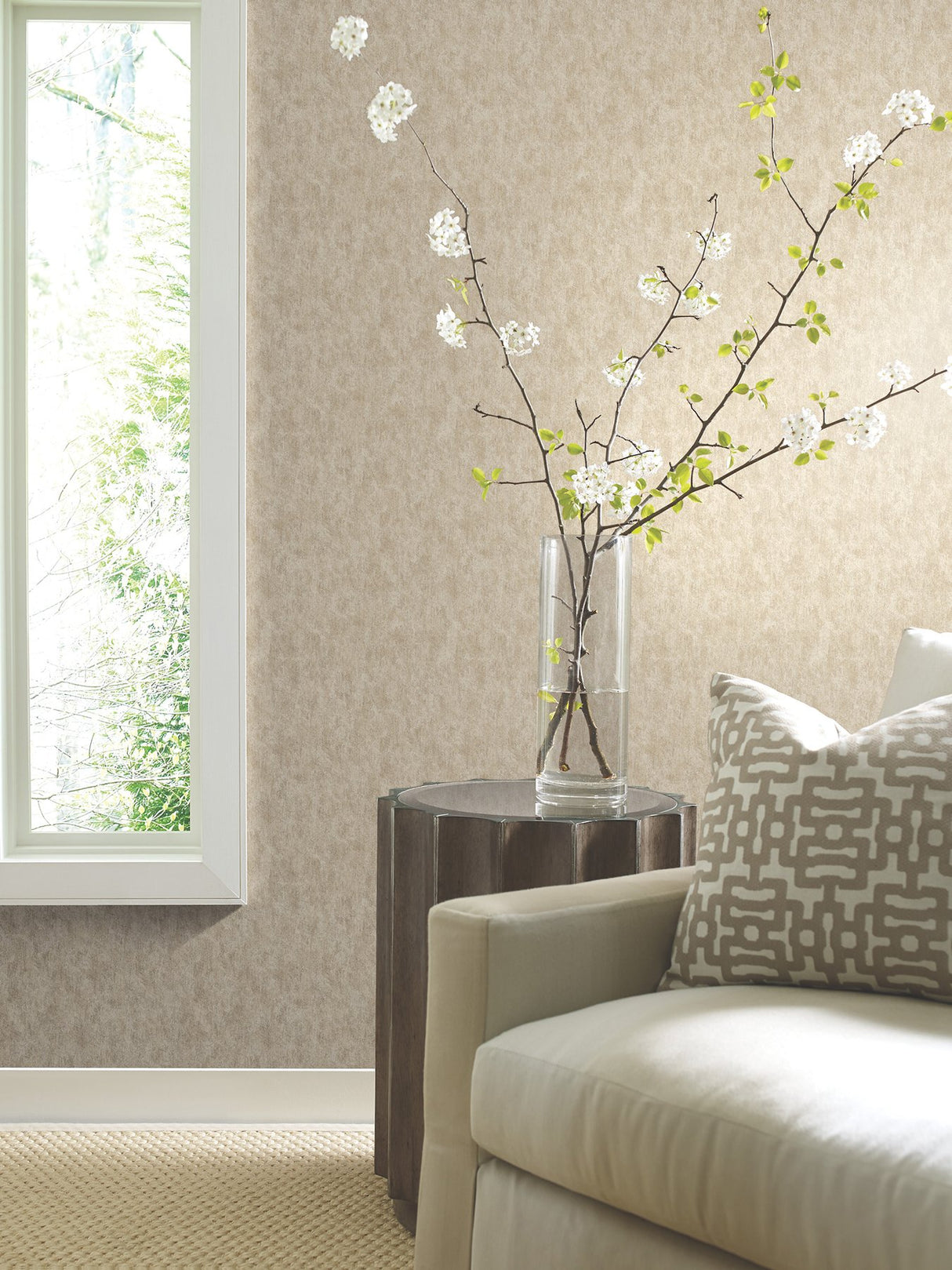 Shimmering Patina Beige & Brass Wallpaper with Metallic Textured Pattern - York WP-1157