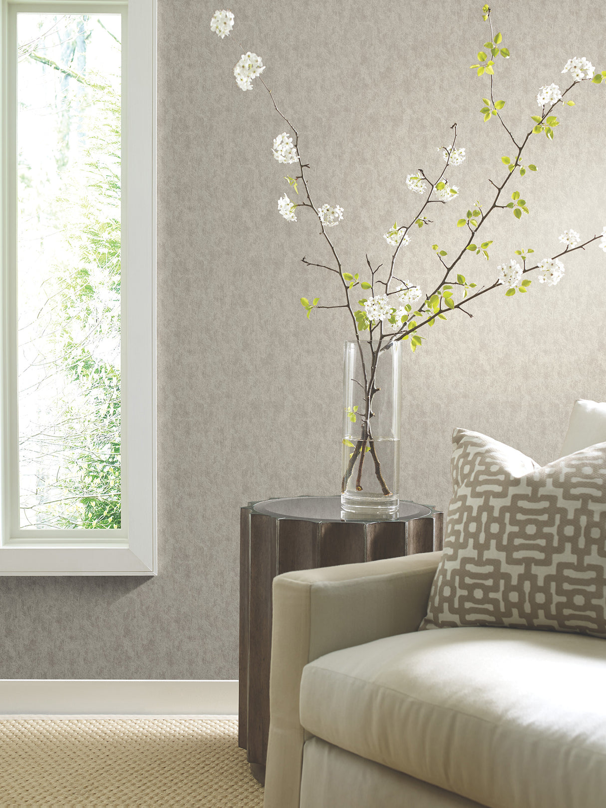 Shimmering Patina Silver by Antonina Vella Textured Metallic Non Woven Wallpaper - York Designer Series WP-1159-Sample