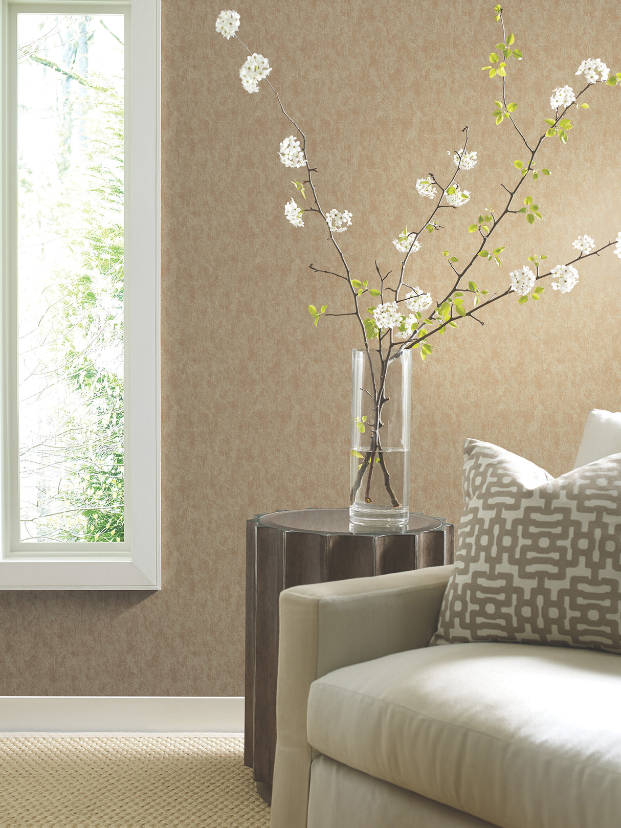Shimmering Patina Gold on Taupe by Antonina Vella Textured Metallic Wallpaper – York Designer Series WP-1162