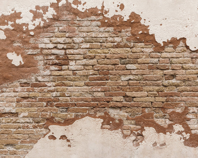 Distressed Brick Wall Mural Orange Faux Effects Industrial - WR50508