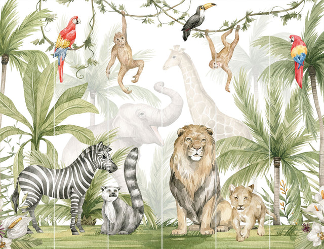 Jungle Safari Green Graphic Kids Wall Mural - Walltastic WT46719