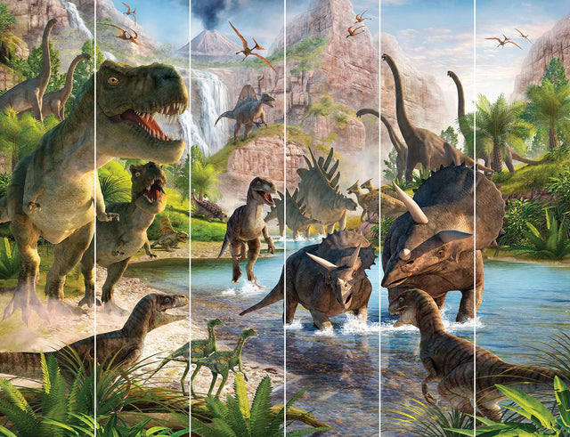 Dinosaur Land Green Graphics Kids Wall Mural - Walltastic WT46795