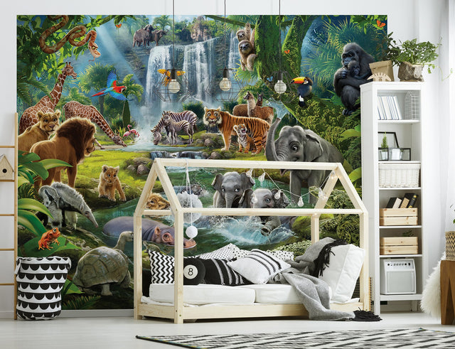 Jungle Adventure Green Graphics Kids Wall Mural - Walltastic WT46801