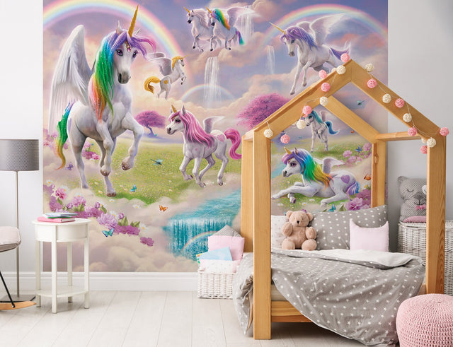 Magical Unicorn Pastel Graphics Kids Wall Mural - Walltastic WT46818