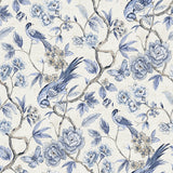 Aviary Garden Blue Chinoiserie Bird and Floral Peel and Stick Wallpaper by NuWallpaper - WVS6472