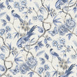 Aviary Garden Blue Chinoiserie Bird and Floral Peel and Stick Wallpaper by NuWallpaper - WVS6472