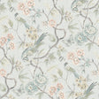 Aviary Garden Aqua Peel and Stick Wallpaper featuring chinoiserie birds, butterflies, and blooming florals on a soft aqua background by NuWallpaper - WVS6473