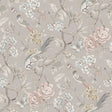 Aviary Garden Grey Peel and Stick Wallpaper by NuWallpaper - Chinoiserie Bird and Floral Pattern - WVS6474