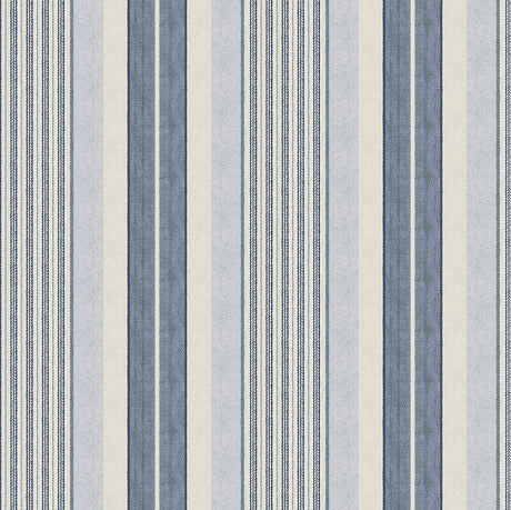 Escot Blue and White Vintage Stripe Peel and Stick Wallpaper by NuWallpaper - WVS6475