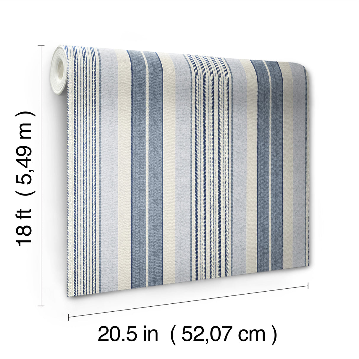 Escot Blue and White Stripe by NuWallpaper Vintage Transitional Peel and Stick Wallpaper from Waverly WallPops Collection - WVS6475