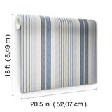 Escot Blue and White Stripe by NuWallpaper Vintage Transitional Peel and Stick Wallpaper from Waverly WallPops Collection - WVS6475