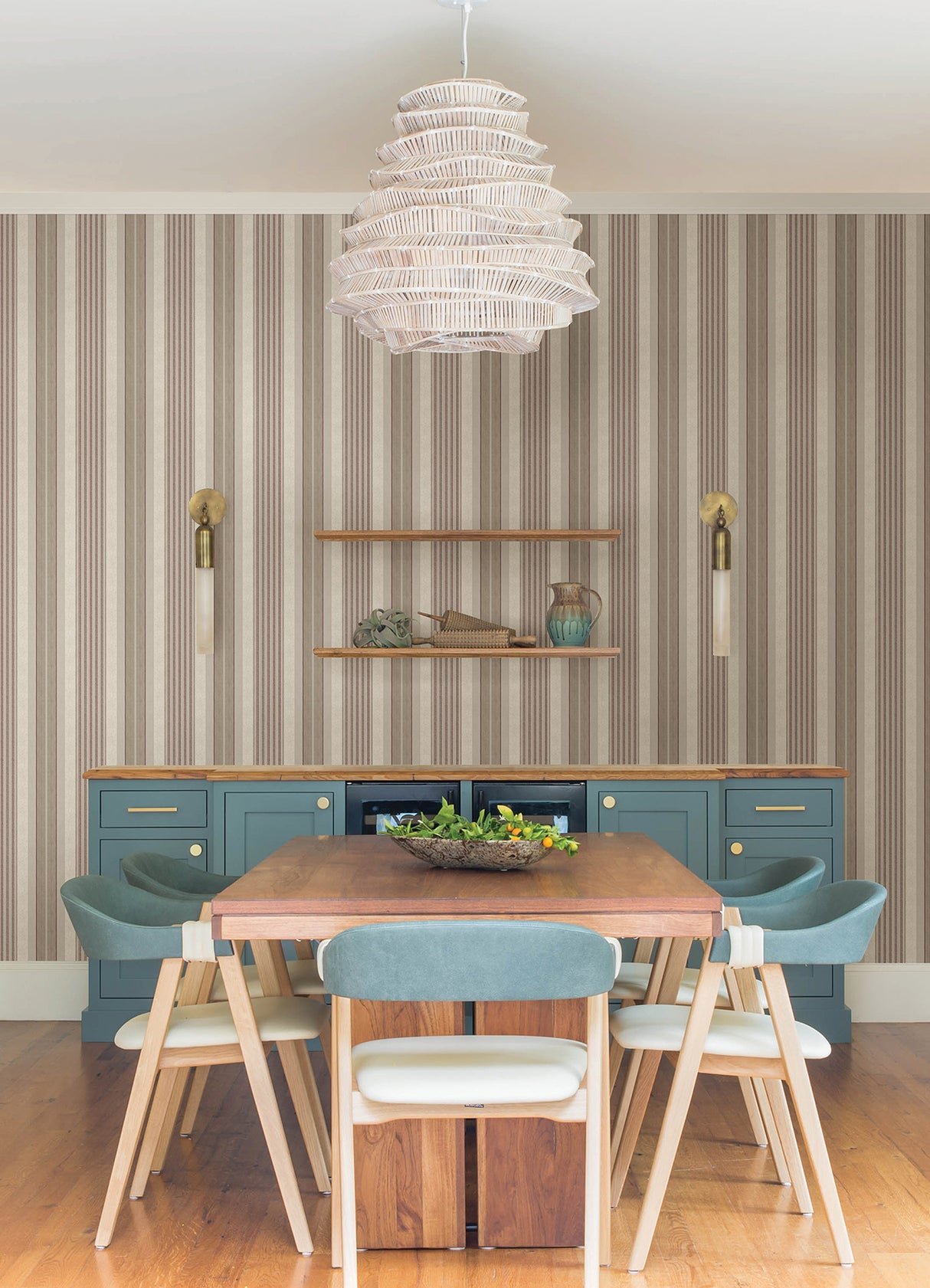 Escot Red by NuWallpaper Waverly Vintage Red and Brown Stripe Transitional Peel and Stick Wallpaper for Dining Rooms and Hallways - WVS6476