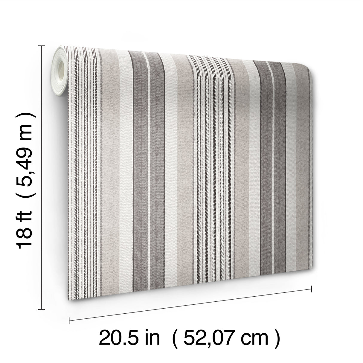 Escot Charcoal Grey and White Vintage Stripe Transitional Peel and Stick Fully Removable Wallpaper by NuWallpaper from Waverly - WVS6477