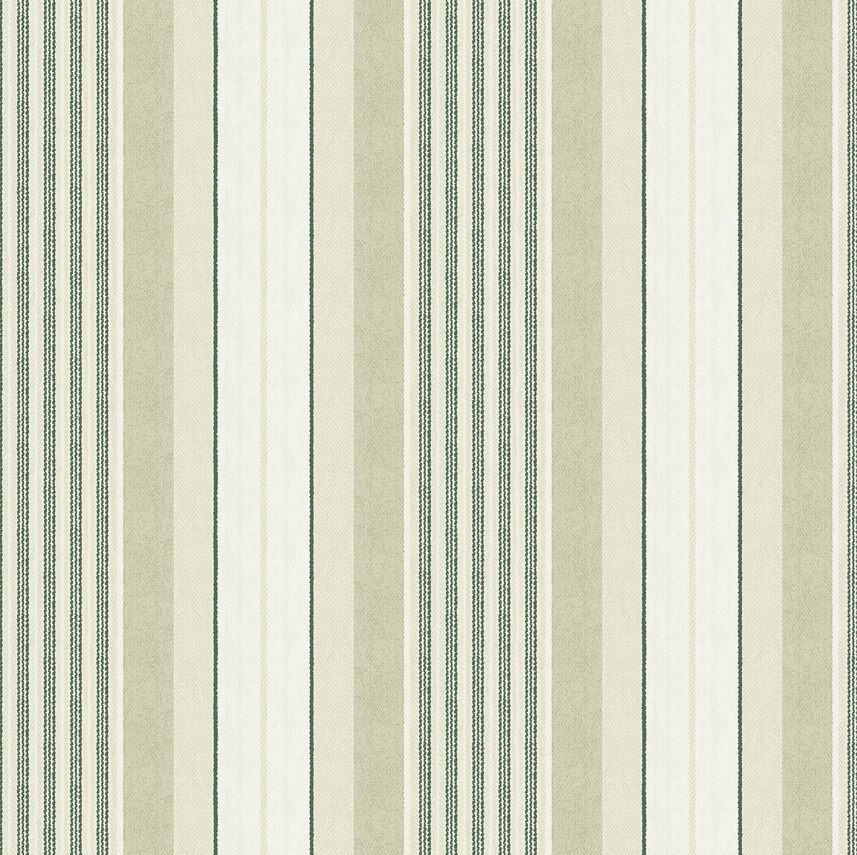 Escot Green Peel and Stick Wallpaper by NuWallpaper featuring a vintage-inspired green and white stripe pattern - WVS6478