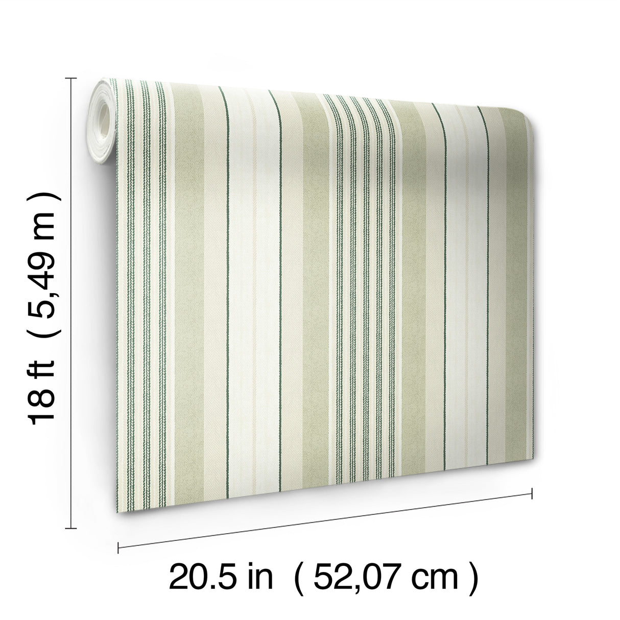Escot Green by NuWallpaper Vintage-Inspired Green and White Stripe Transitional Removable Peel and Stick Wallpaper - WallPops WVS6478