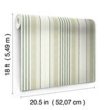 Escot Green by NuWallpaper Vintage-Inspired Green and White Stripe Transitional Removable Peel and Stick Wallpaper - WallPops WVS6478