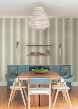 Escot Green by NuWallpaper Vintage-Inspired Green and White Stripe Transitional Removable Peel and Stick Wallpaper - WallPops WVS6478