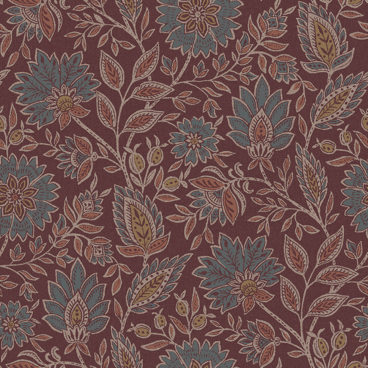 Indira Aster Maroon Peel and Stick Wallpaper by NuWallpaper - WVS6479