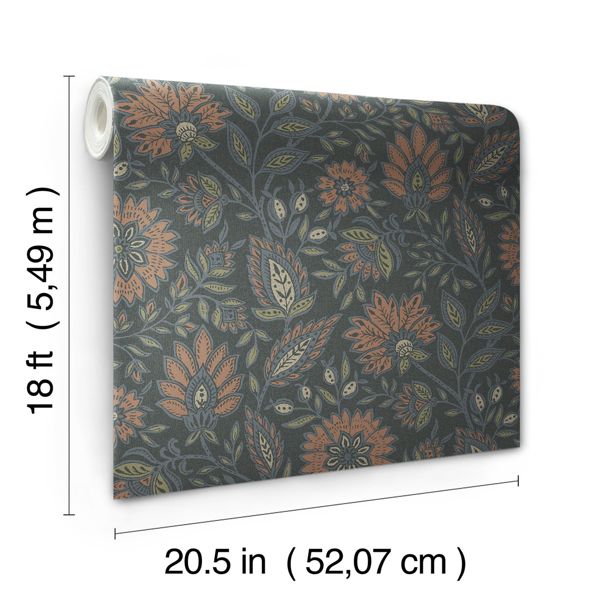 Indira Aster Charcoal Vintage-Inspired Botanical Floral Peel and Stick Wallpaper by NuWallpaper from Waverly - WVS6480