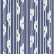 Ojai Blue Peel and Stick Wallpaper featuring a blue and white ikat-inspired vertical stripe pattern by NuWallpaper for Waverly