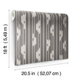 Ojai Charcoal by NuWallpaper Grey and White Ikat-Inspired Vertical Stripe Transitional Peel and Stick Wallpaper Waverly Collection - WVS6486
