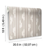 Ojai Taupe by NuWallpaper Waverly Ikat-Inspired Vertical Stripe Transitional Peel and Stick Wallpaper 20.5 in x 18 ft Roll - WVS6487