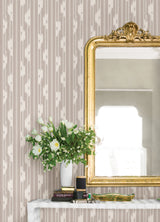 Ojai Taupe by NuWallpaper Waverly Ikat-Inspired Vertical Stripe Transitional Peel and Stick Wallpaper 20.5 in x 18 ft Roll - WVS6487