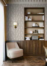 Ojai Taupe by NuWallpaper Waverly Ikat-Inspired Vertical Stripe Transitional Peel and Stick Wallpaper 20.5 in x 18 ft Roll - WVS6487