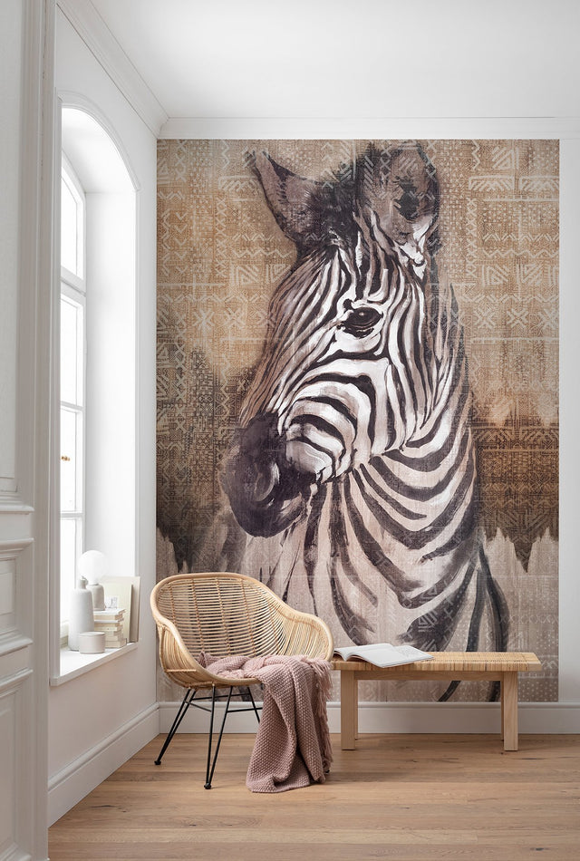 Zebra Brown Graphic Non Woven Wall Mural - Komar X4-1010