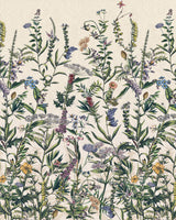 Flowering Herbs Botanical Cream Multicolor Wall Mural with Modern Floral Pattern - Komar X4-1011