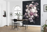 Bouquet Noir Black Floral Wall Mural with Glam Flowers Pattern - Komar X4-1018