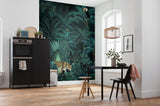 Jungle Night Green Wall Mural with Botanical Leaves Scenic Pattern - Komar X4-1027