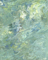 Flow Reflection Teal and Green Marbled Non Woven Wall Mural - Komar X4-1080