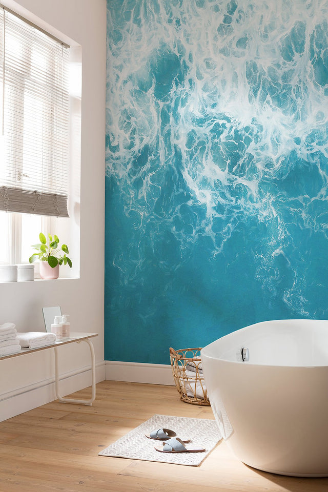 The Shore Blue Wall Mural with Scenic Ocean Graphic - Komar X5-1089