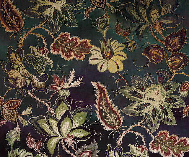 Moonshadow Blossom Green Jacobean Floral Wall Mural - Komar X6-1078