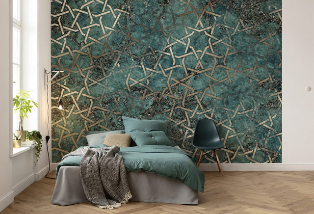 Starlight Turquoise Geometric Modern Wall Mural - Komar X7-1004