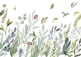Breeze Green Botanical Leaves Wall Mural with Scandinavian Watercolor Motif - Komar X7-1042