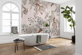 Blush Branches Pink Botanical Wall Mural with Vintage Floral Pattern - Komar X7-1043