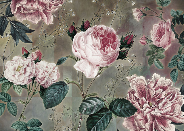 Everlasting Pink Floral Wall Mural with Bohemian Nature Motif - Komar X7-1075